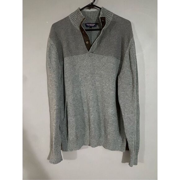 Roundtree & Yorke Gray 1/4 Snap Sweater Size Large - Picture 1 of 5